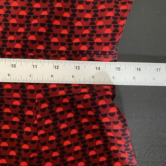Lands End Ponte Knit Dress Red Geometric Cap Sleeve Fit & Flare Modest Church - Picture 12 of 12
